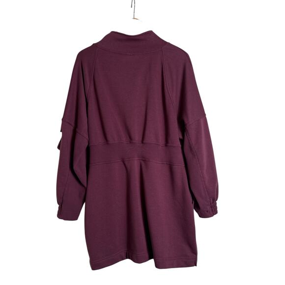 Anthropologie Daily Practice Zip Front French Terry Sweatshirt Dress XL Plum - Picture 7 of 10